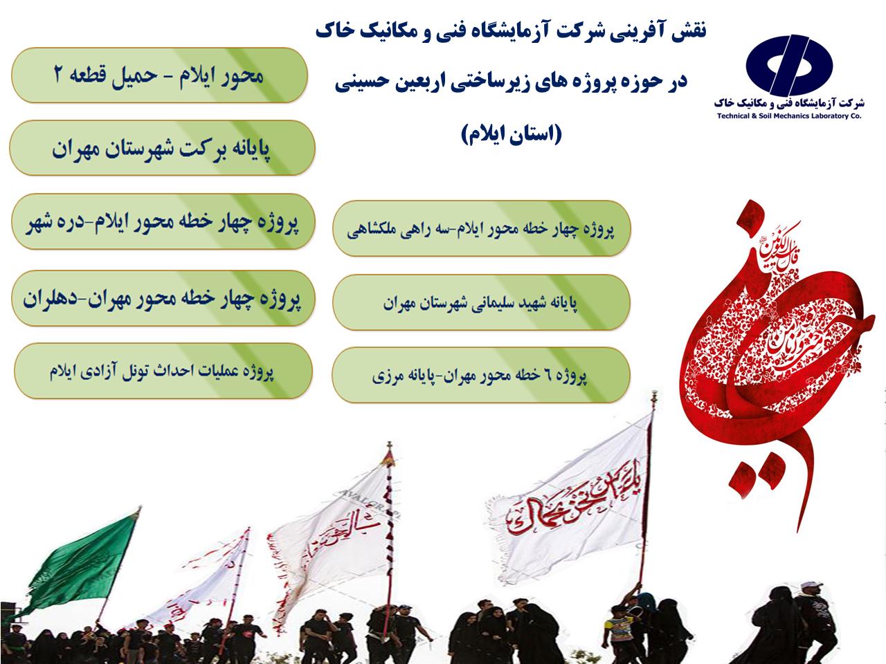 نقش آفرینی شرکت آزمايشگاه فني و مکانيک خاک در حوزه پروژه‌های زیر ساختی اربعین حسینی در استان ایلام.